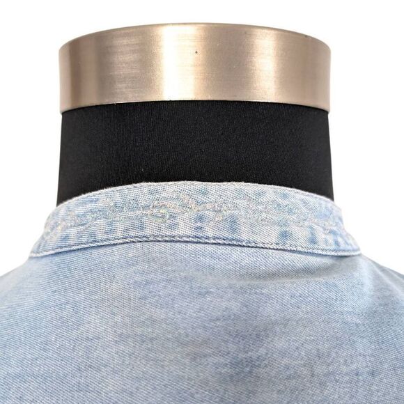 Bill Blass L Denim Chambray Button Down Jean Top 80s VTG Puff Paint Western - Picture 4 of 7